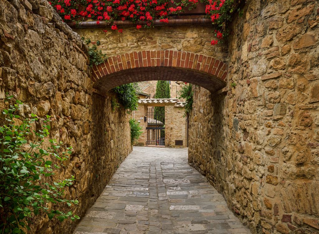 Arco con flores rojas