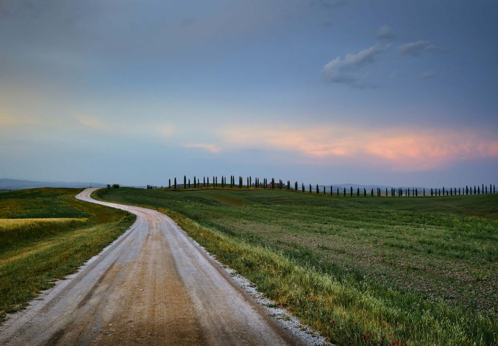Carretera a través del paisaje italiano