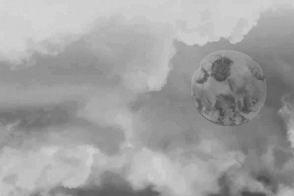Luna y nubes en blanco y negro