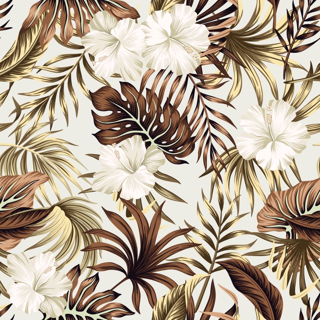 Flores tropicales, beige
