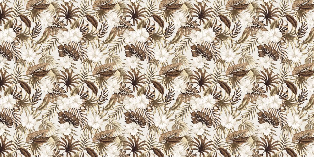 Flores tropicales, beige