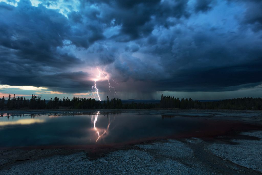 Lightning Above Turquoise Pool