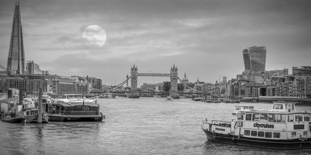 Paisaje urbano de Londres en blanco y negro