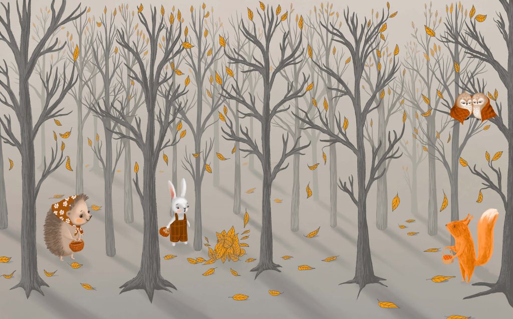 Animales del bosque en otoño