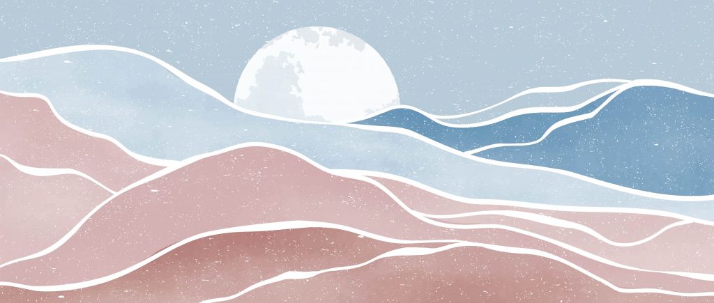 Las olas del mar coloreadas con la luna