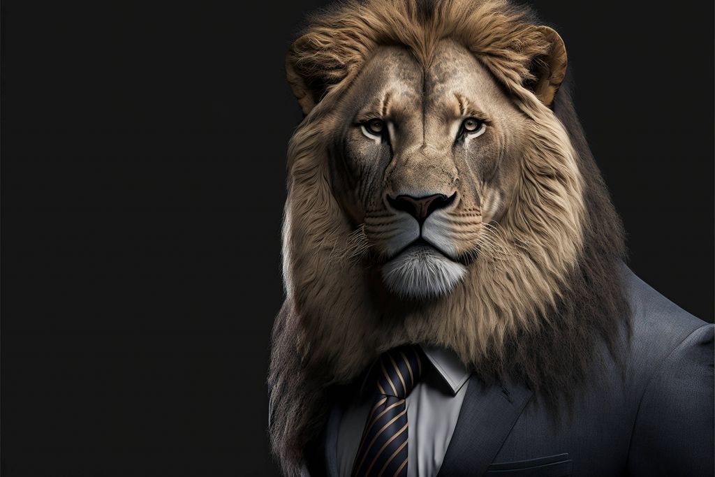 León con traje