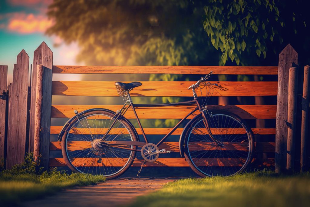 Bicicleta cerca de una valla de madera