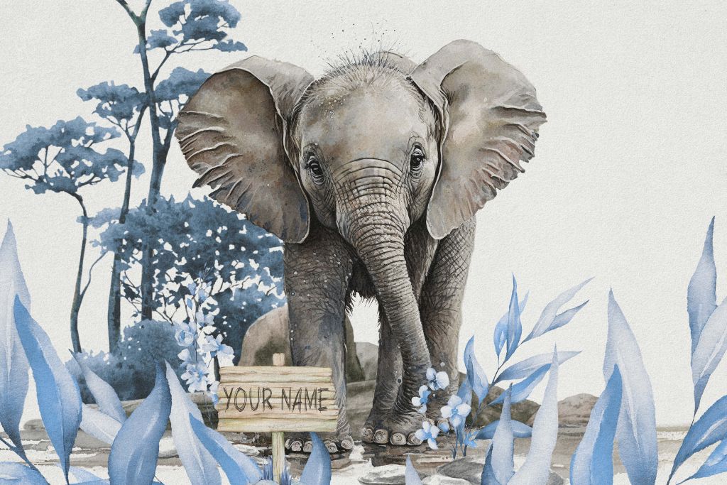 Elefante en la jungla azul