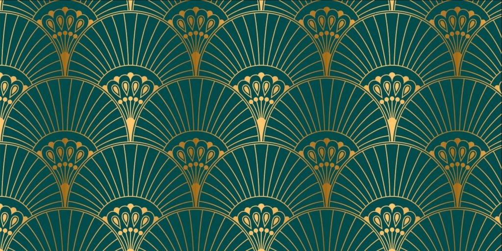 Abanico Art Deco en verde azulado