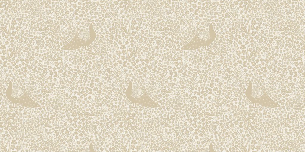 Royal Peacock Damask Pattern - beige