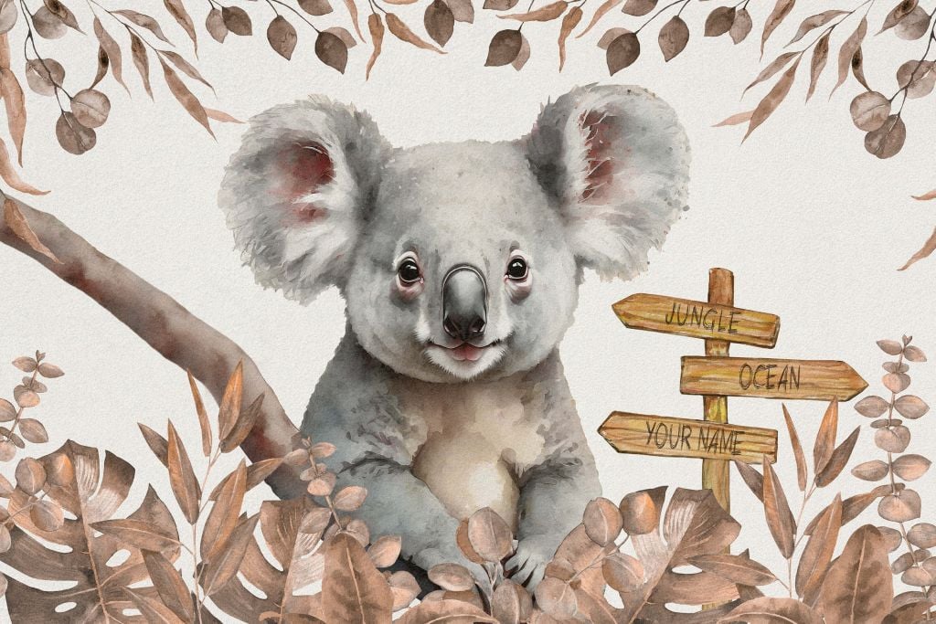 Bebé koala en la jungla topo