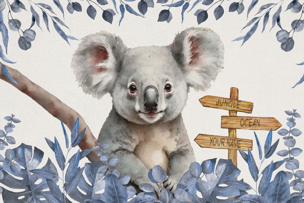 Bebé koala en la jungla azul