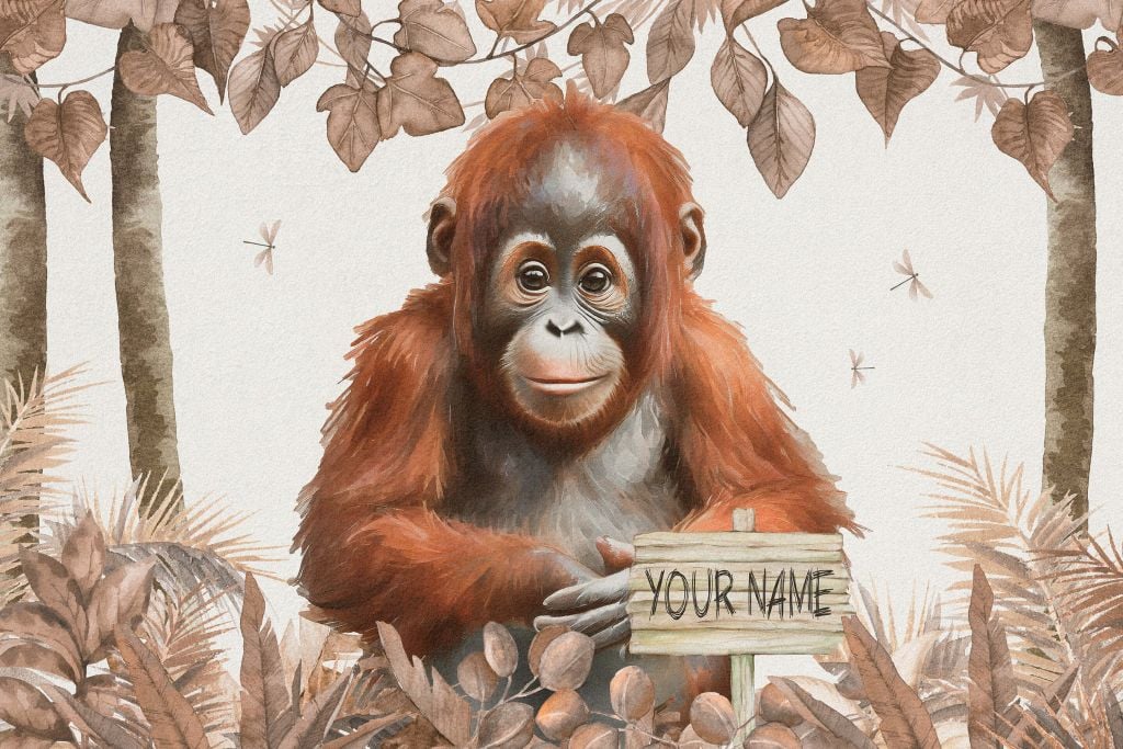 Orangután juvenil en la selva topo