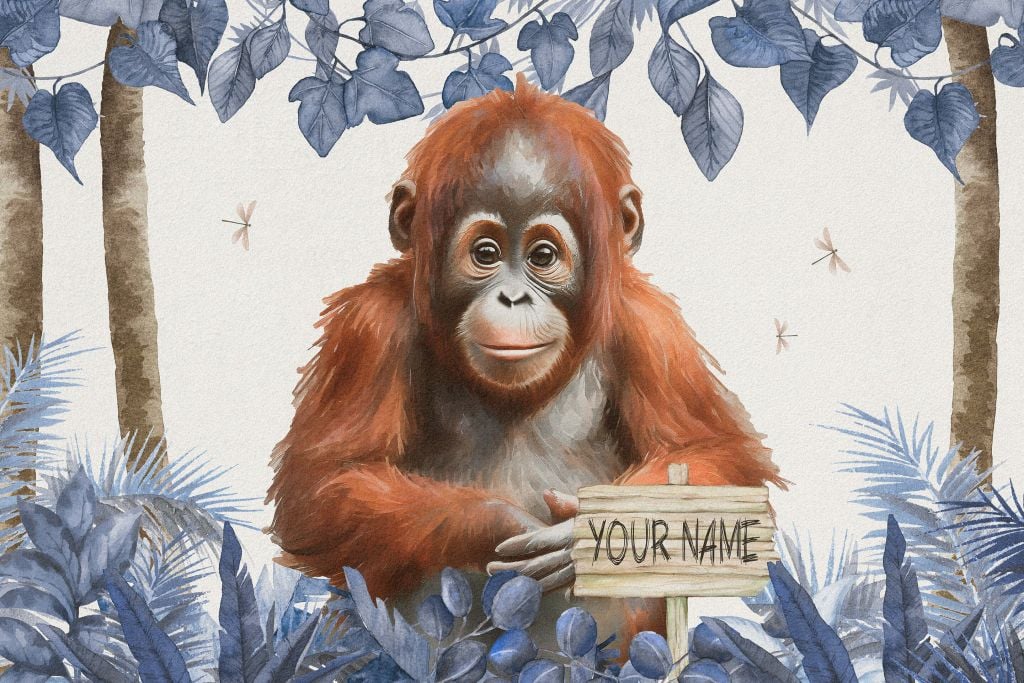 Orangután juvenil en la selva azul