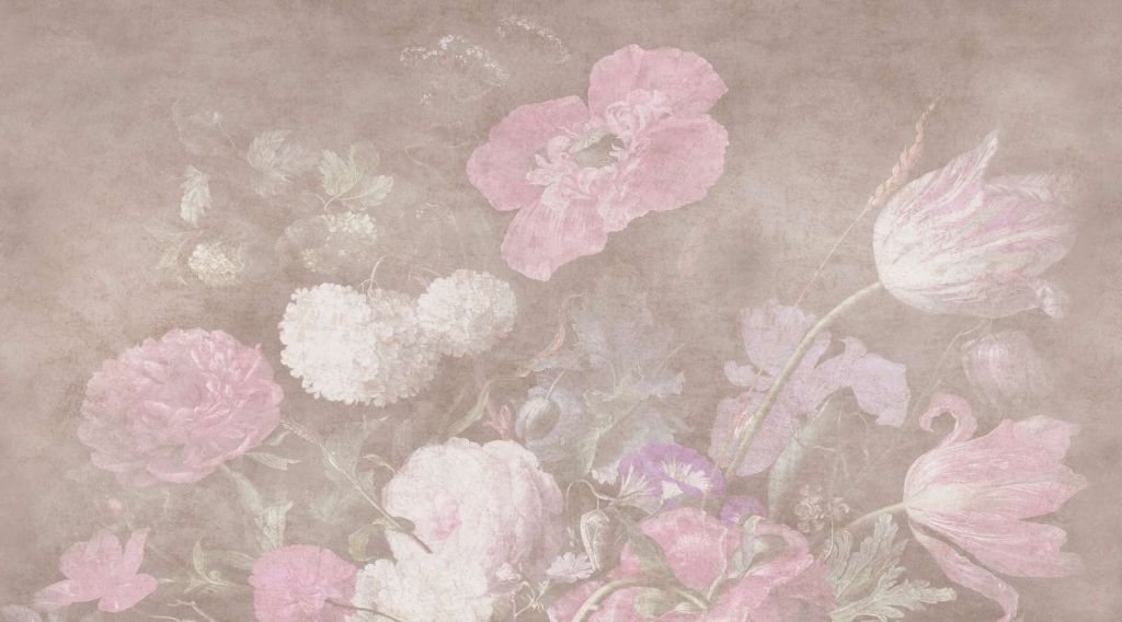 Bodegón de flores barrocas - pastel vintage