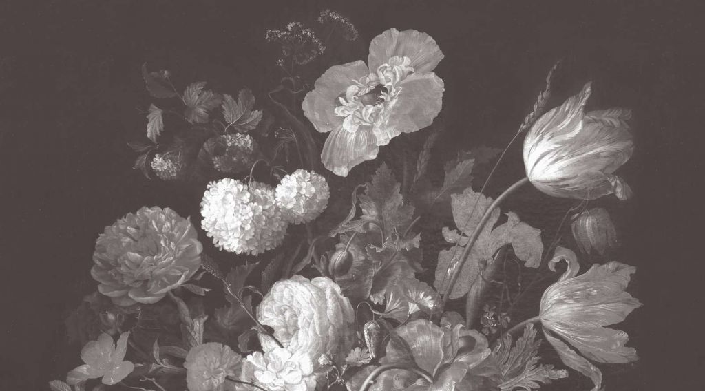 Bodegón de flores barrocas - sepia oscuro