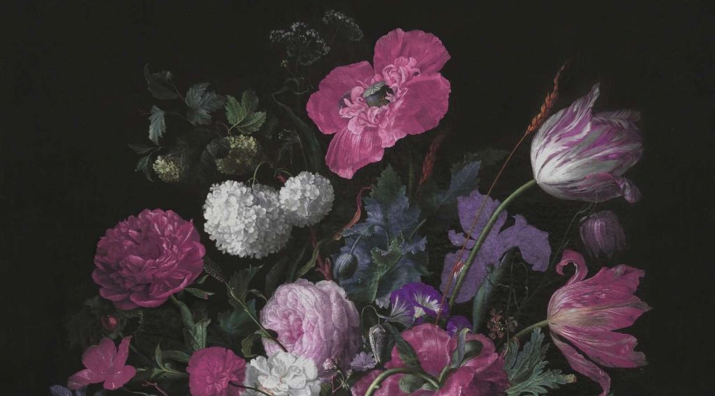 Bodegón de flores barrocas - rosa oscuro