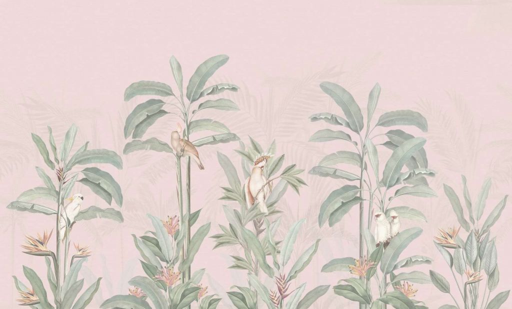 Vintage Jungle Landscape - rosa rubor