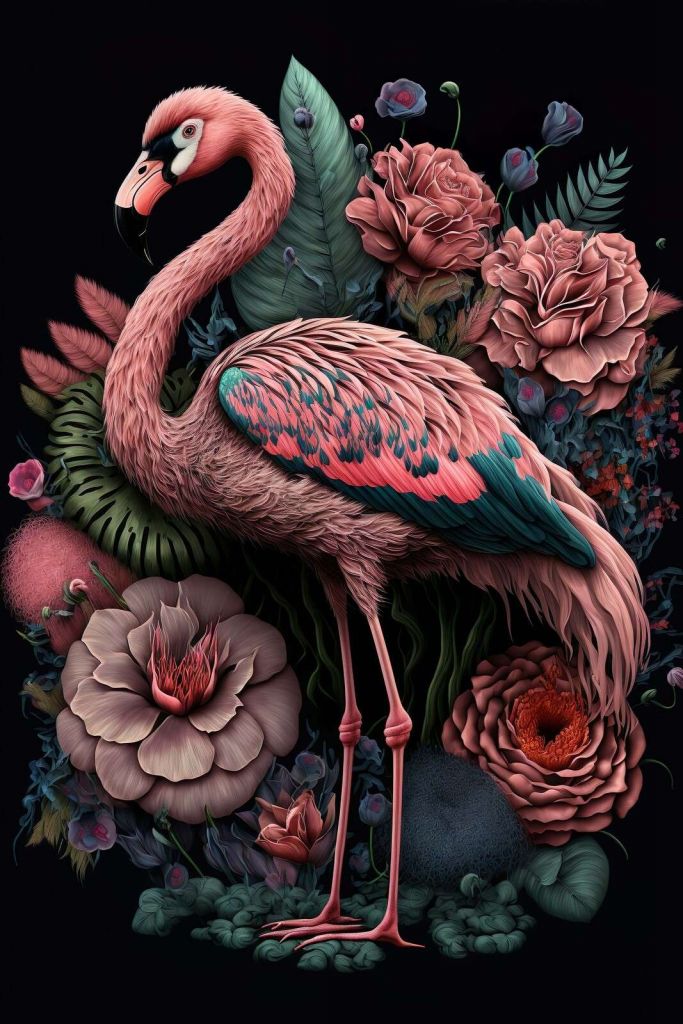 Noche de Esplendor Floral de Flamencos