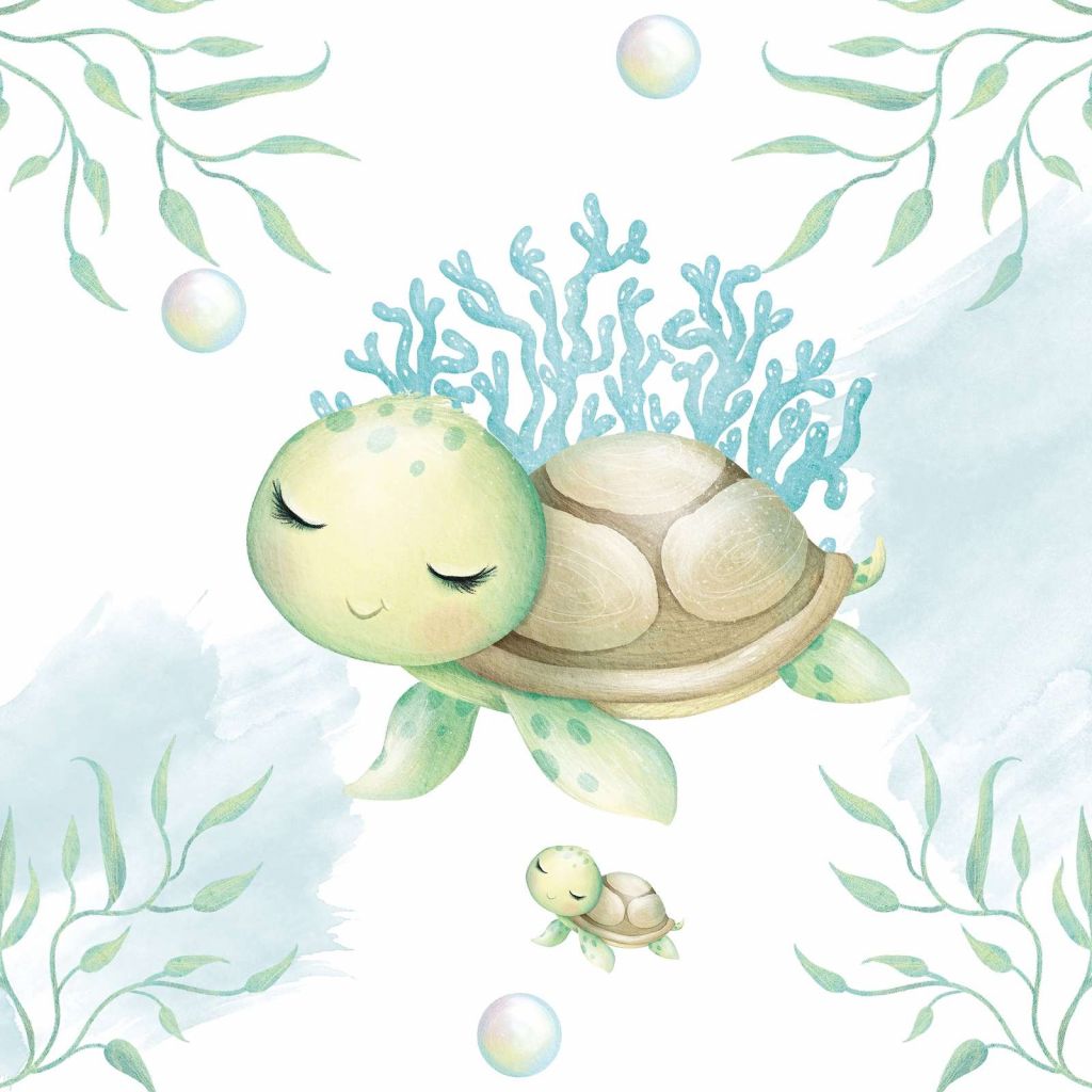 Mamá tortuga y cachorro