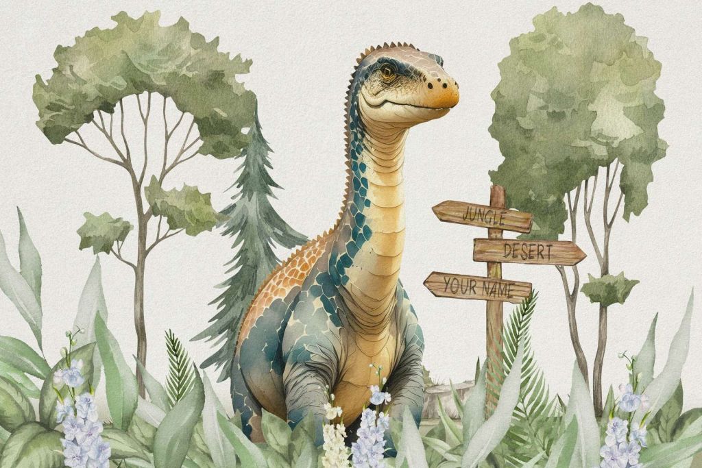 Bebé braquiosaurio en la jungla
