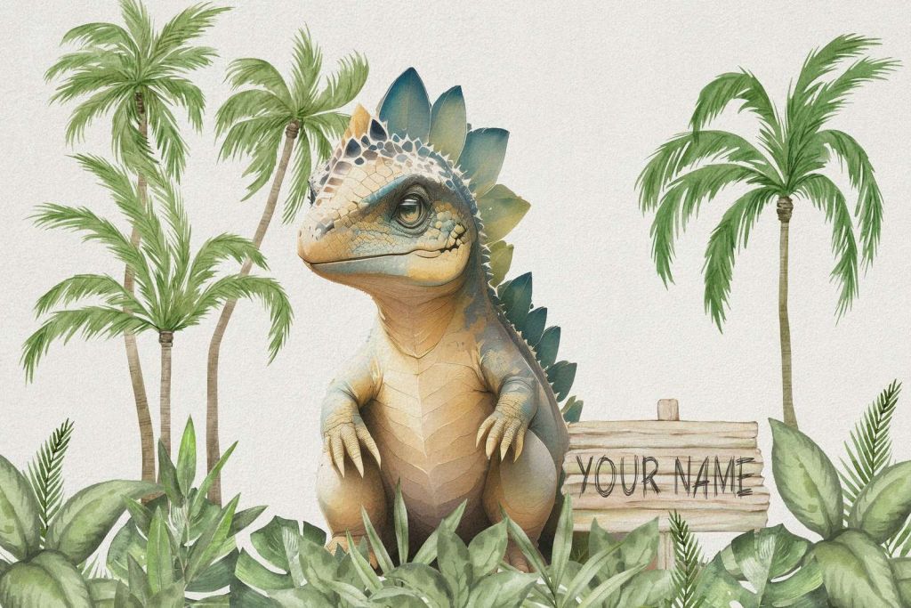 Bebé estegosaurio en la jungla