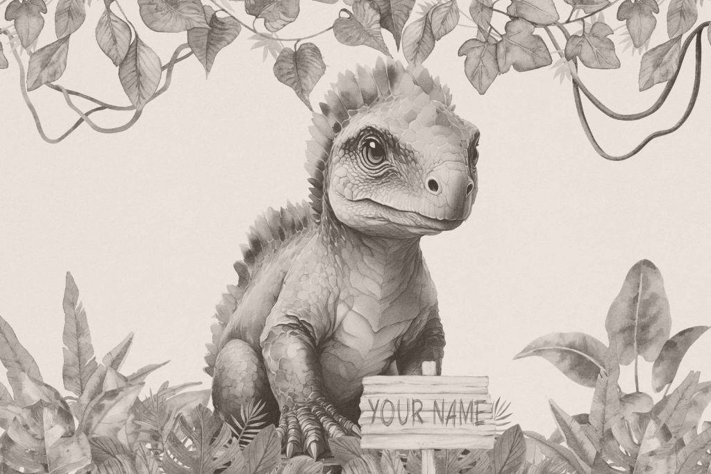 Bebé anquilosaurio en la jungla beige