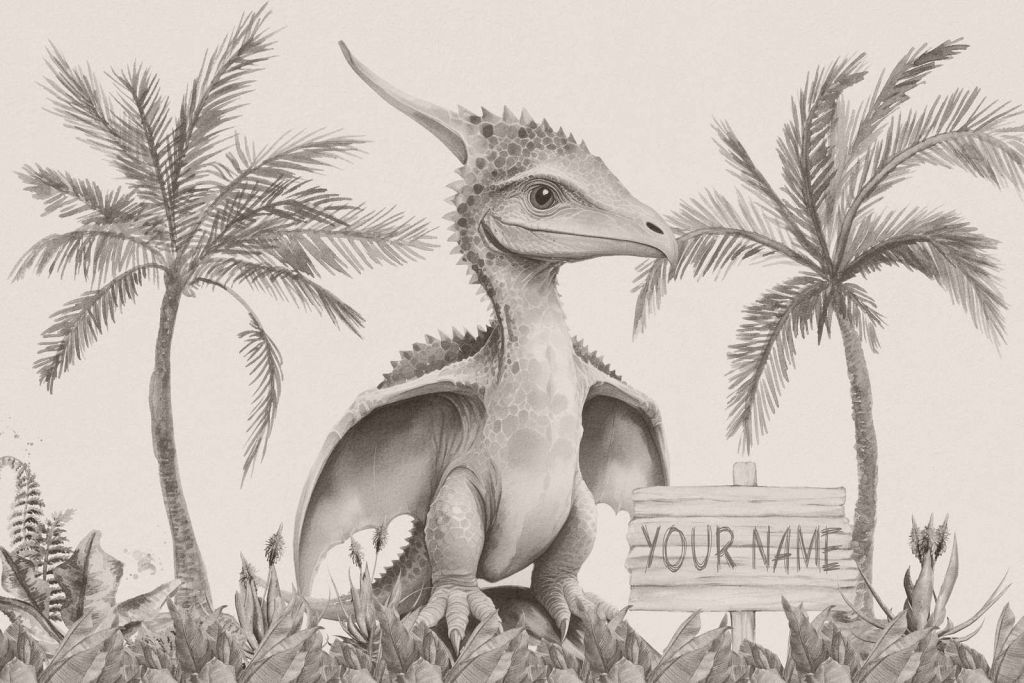 Bebé pteranodon en la jungla beige