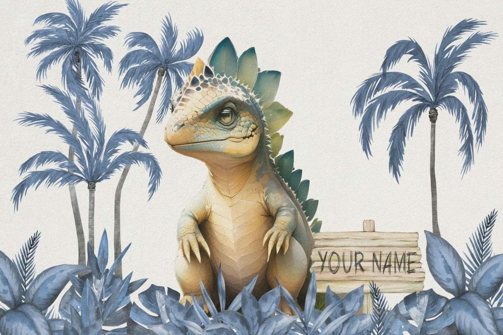 Bebé estegosaurio en la jungla azul