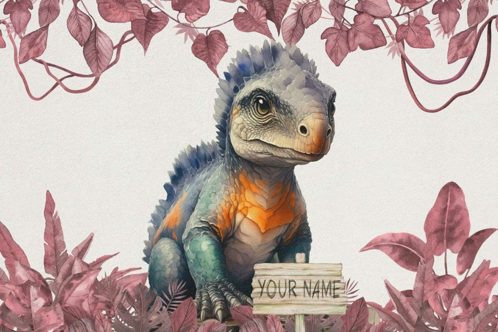 Bebé anquilosaurio en la jungla rosa