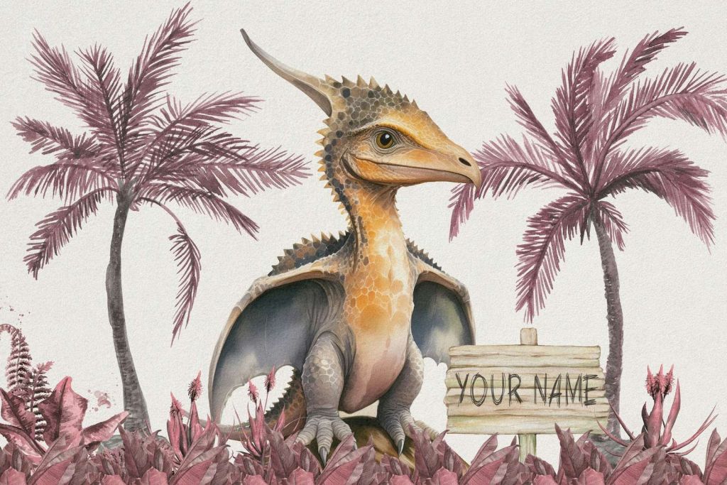 Bebé pteranodon en la jungla rosa