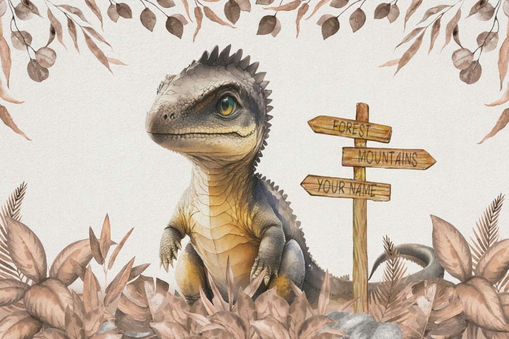 Bebé espinosaurio en la jungla topo
