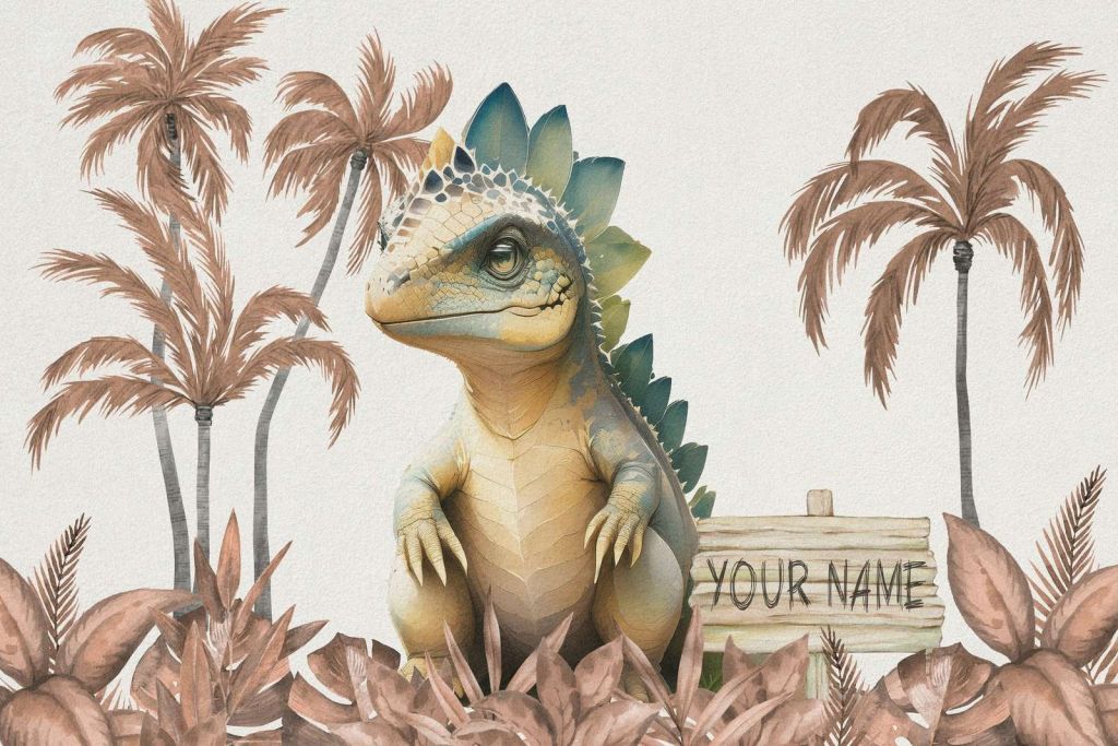 Bebé estegosaurio en la jungla topo