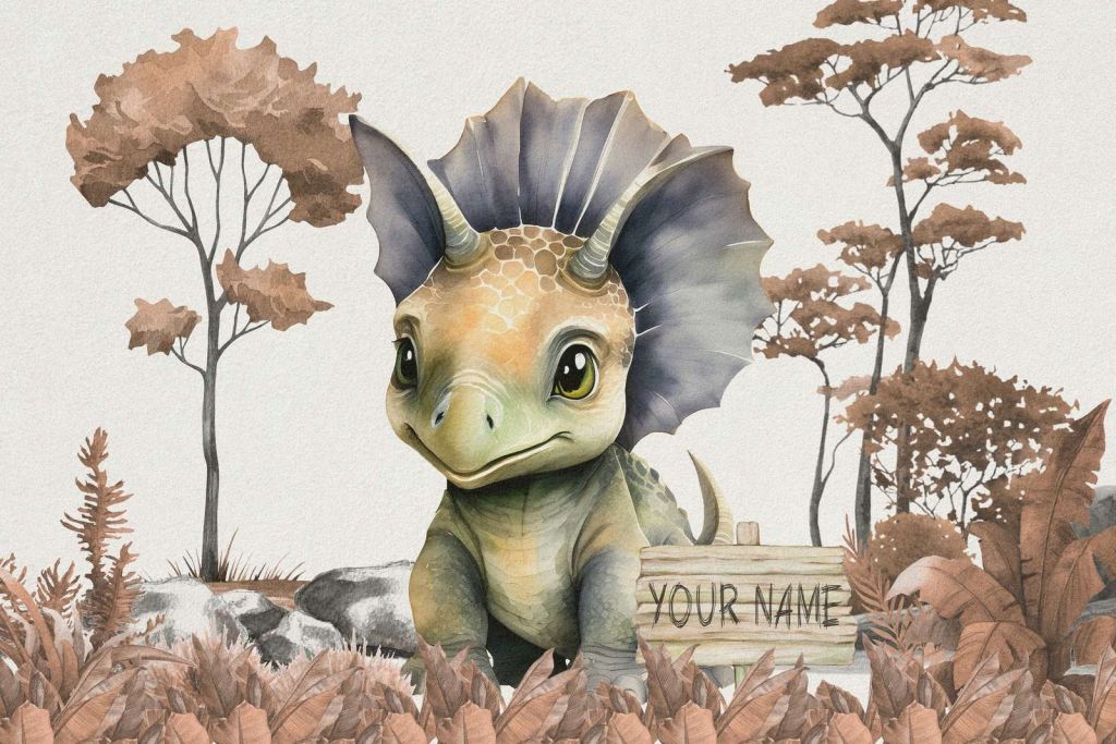 Bebé triceratops en la jungla topo