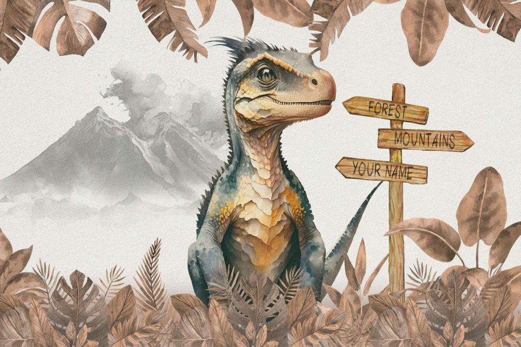 Bebé velociraptor en la jungla topo