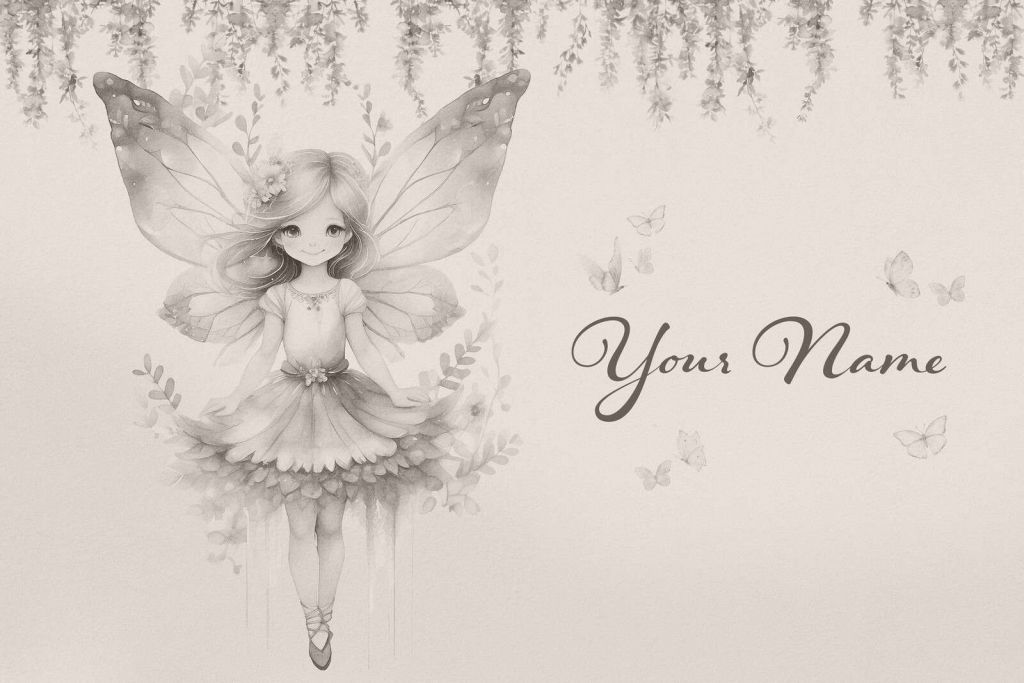 Elfo gris suave entre mariposas.