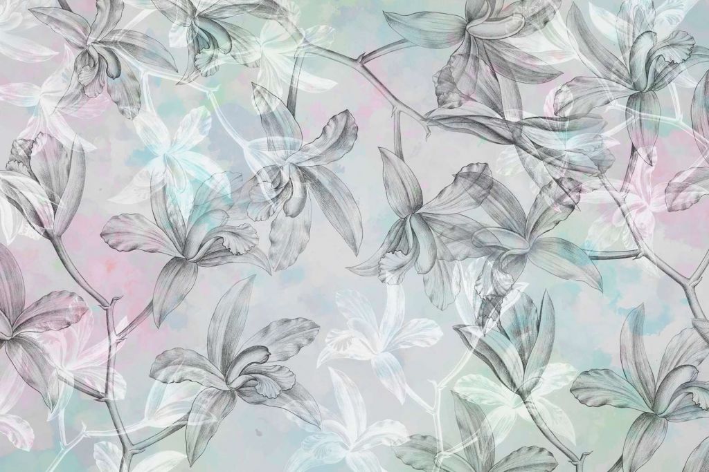 Paisaje de ensueño de orquídeas verde bicolor