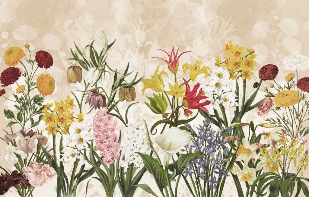 Flores de Primavera - Beige Miel Cálido