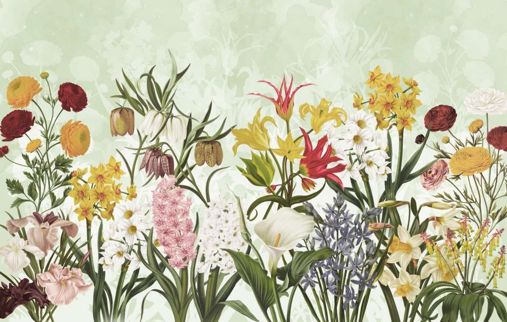 Flores de Primavera - Verde Menta Fresco