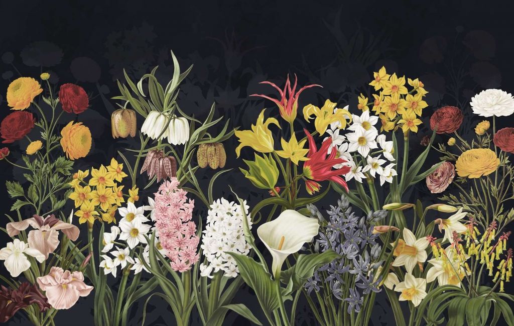 Flores de Primavera - Gris Escarcha Plateado