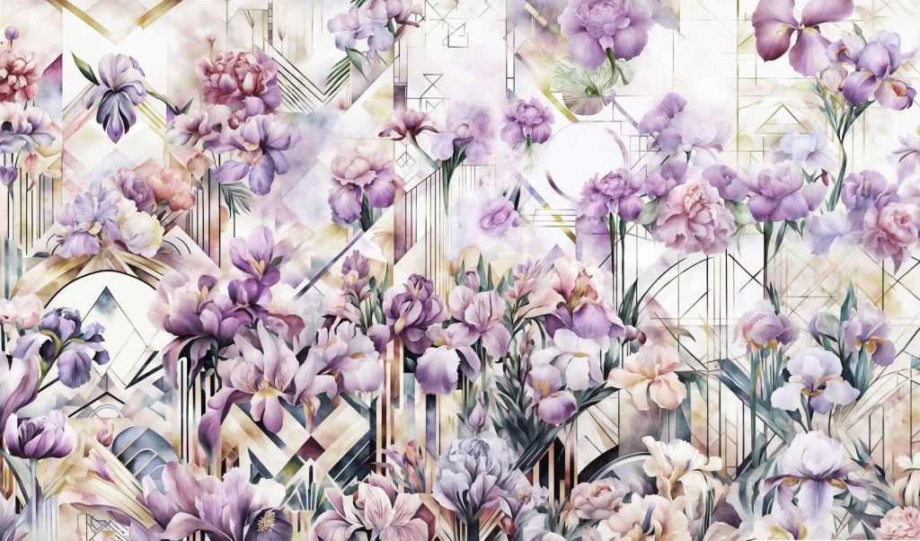 Grandes lirios de acuarela morados