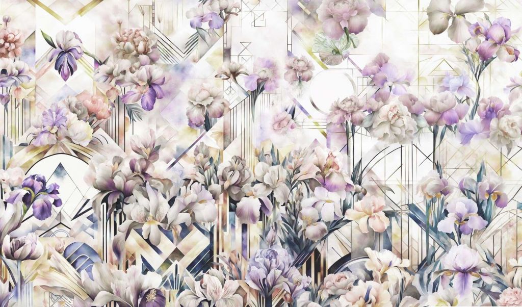 Grandes lirios de acuarela violeta