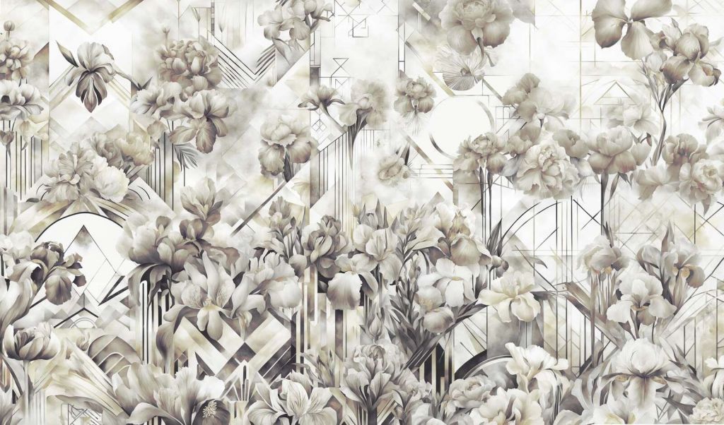 Grandes lirios en acuarela verdes