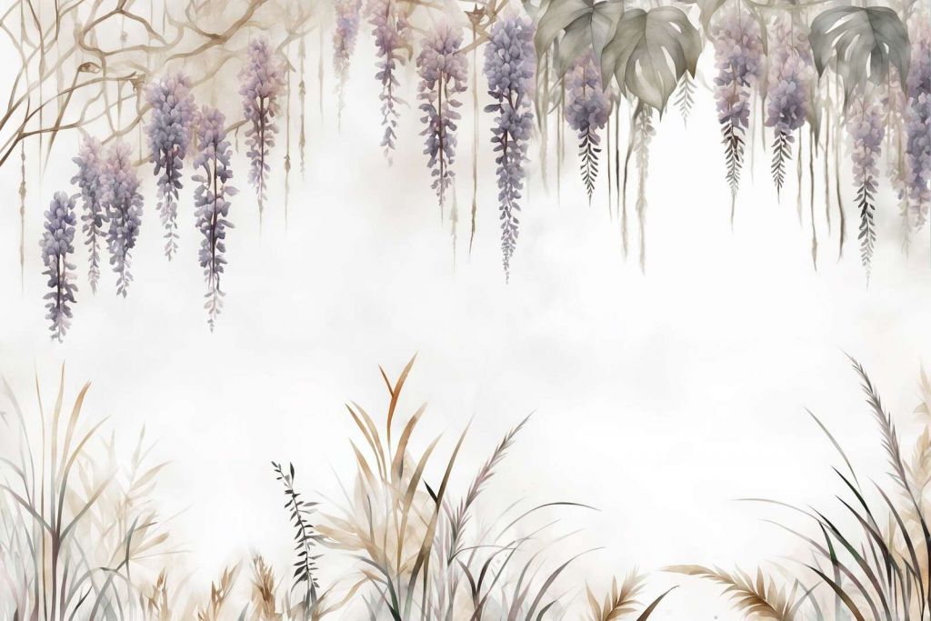 Glicinia y hierbas de campo beige