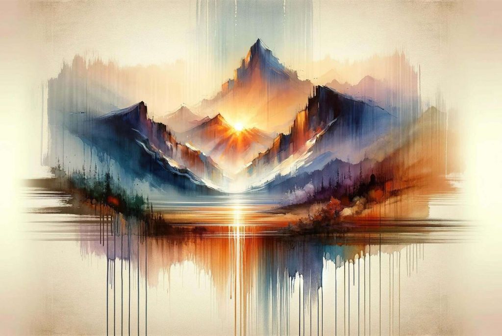 Paisaje Abstracto de Montañas en Acuarela