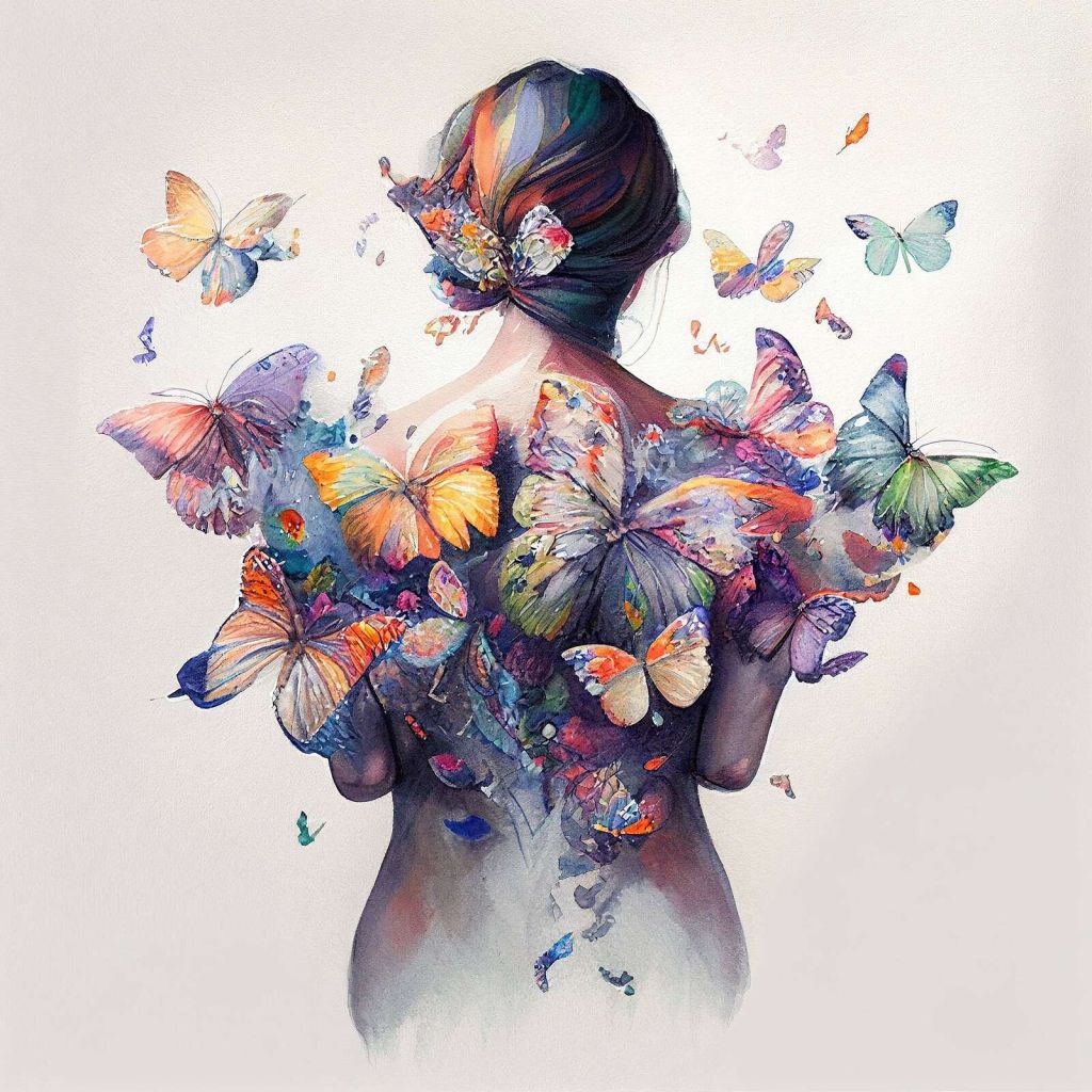 Cuerpo de Mujer Mariposa Acuarela #1