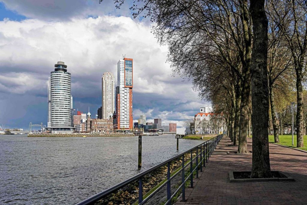 Skyline de Róterdam desde el muelle