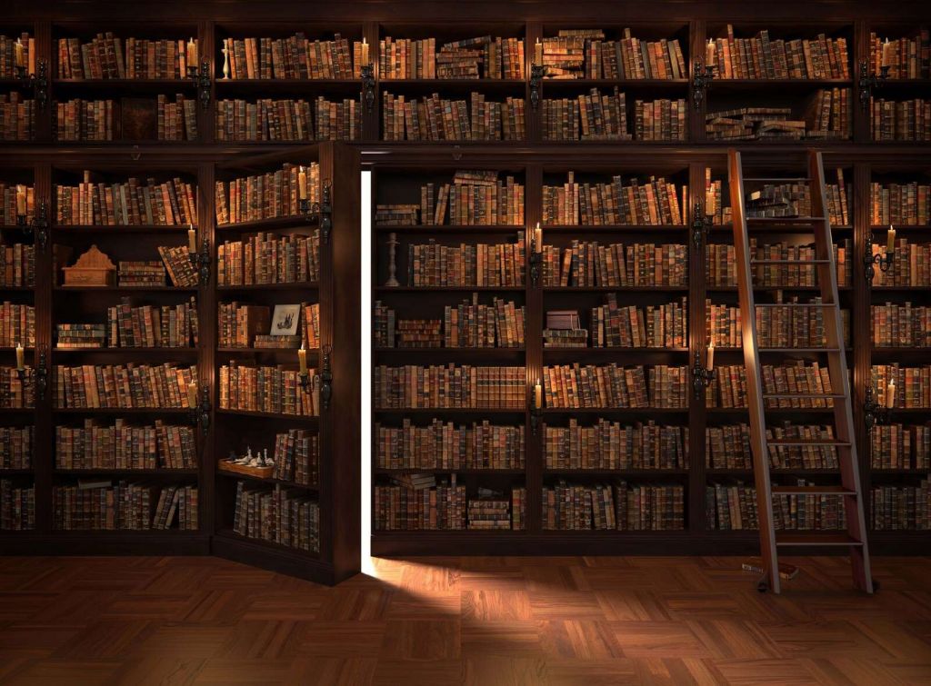 Biblioteca secreta con puerta oculta