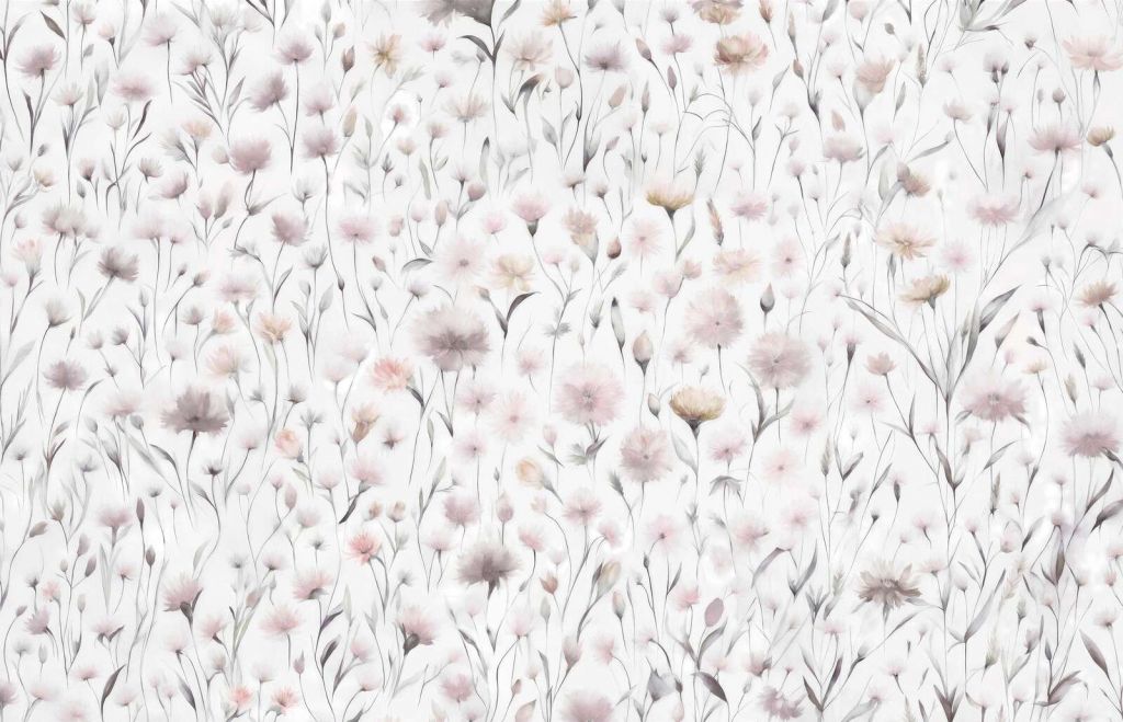 Cebollas y hierbas de campo rosas