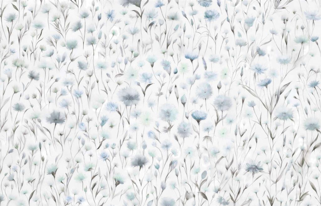 Acianos y hierbas de campo azules